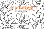 Cute Turkeys Digital Stamps