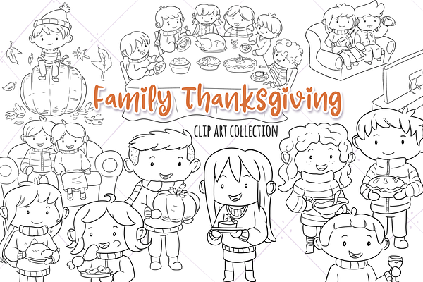 Family Thanksgiving Digital Stamps