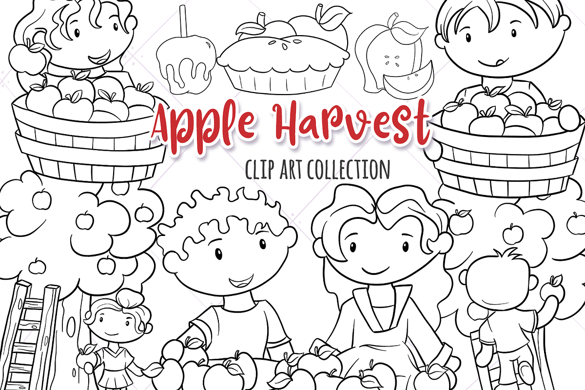 Apple Harvest Digital Stamps in Illustrations - product preview 8