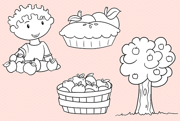 Apple Harvest Digital Stamps in Illustrations - product preview 3