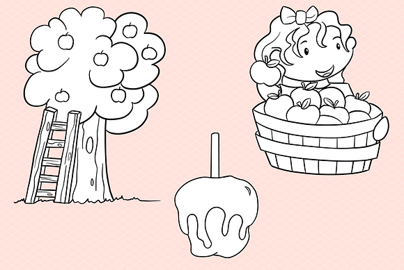 Apple Harvest Digital Stamps in Illustrations - product preview 4