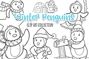 Winter Penguins Digital Stamps