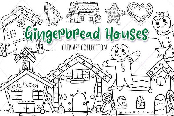 Gingerbread Houses Digital Stamps