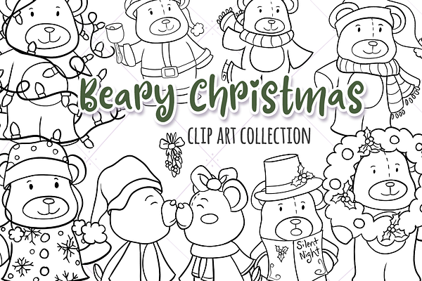 Beary Christmas Digital Stamps