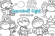 Snowball Fight Digital Stamps
