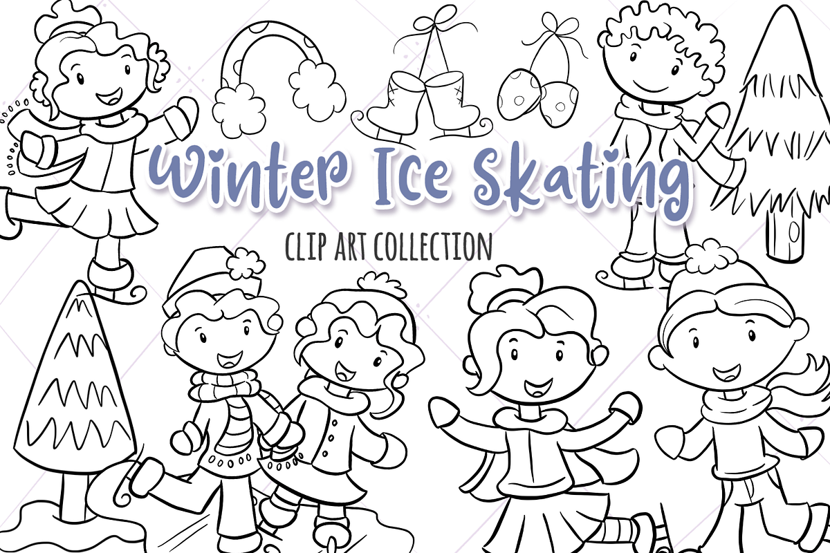 Winter Ice Skating Digital Stamps in Illustrations - product preview 8