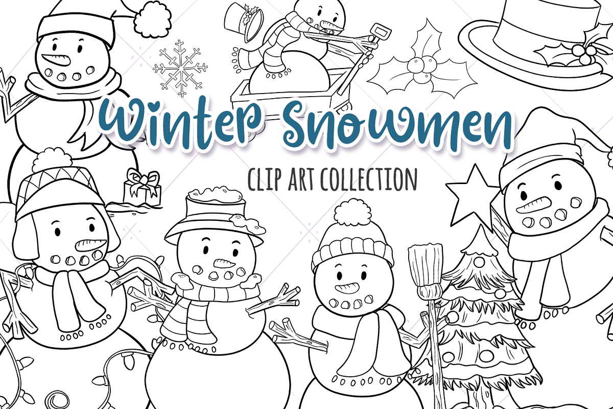 Winter Snowmen Digital Stamps in Illustrations - product preview 8