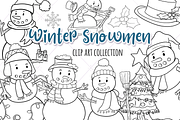 Winter Snowmen Digital Stamps
