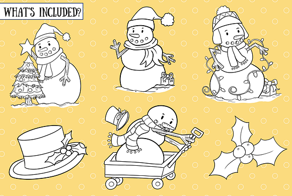 Winter Snowmen Digital Stamps in Illustrations - product preview 1