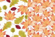 Autumn leaves 4 seamless patterns