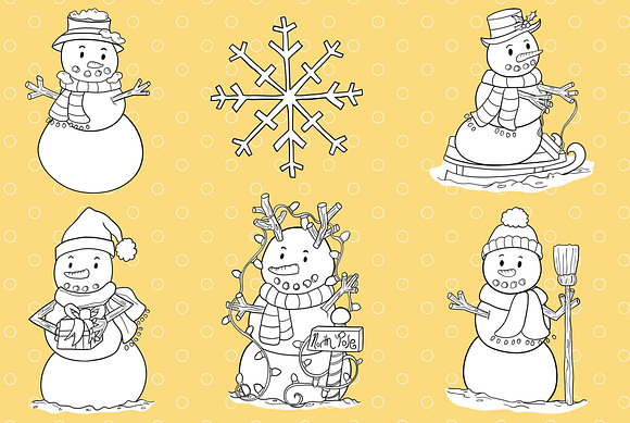 Winter Snowmen Digital Stamps in Illustrations - product preview 2