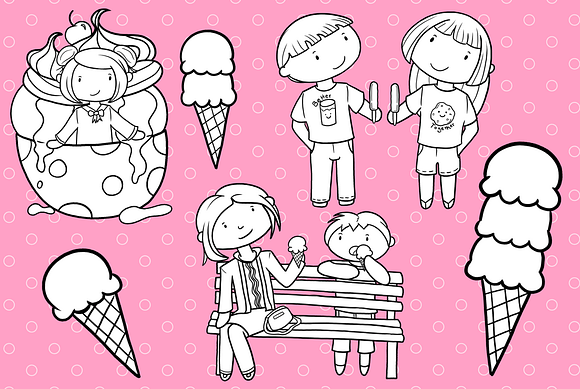 Ice Cream Truck Digital Stamps in Illustrations - product preview 2