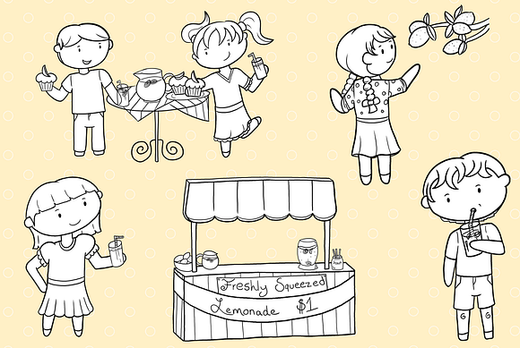 Lemonade Stand Digital Stamps in Illustrations - product preview 1