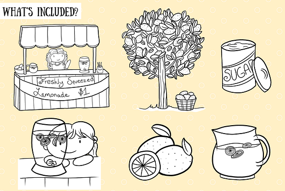 Lemonade Stand Digital Stamps in Illustrations - product preview 2
