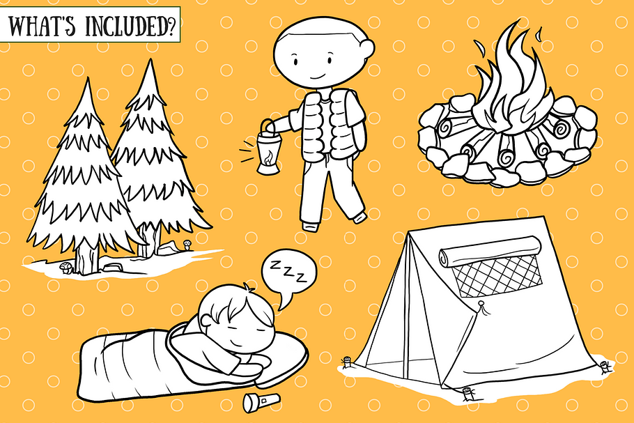 Going Camping Digital Stamps in Illustrations - product preview 8