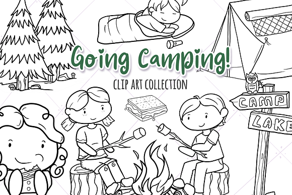 Going Camping Digital Stamps in Illustrations - product preview 2