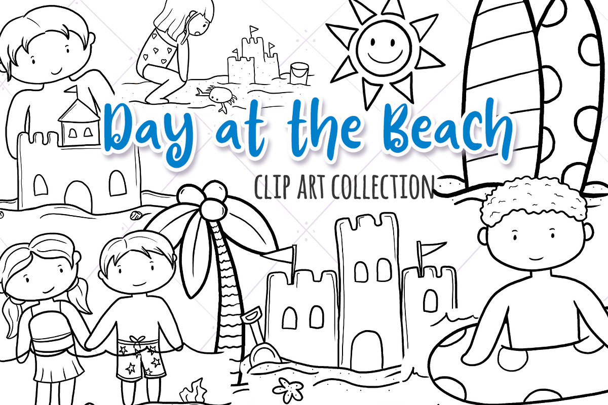 Day at the Beach Digital Stamps in Illustrations - product preview 8