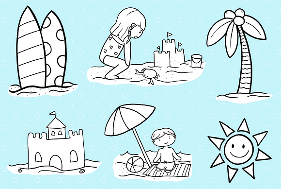 Day at the Beach Digital Stamps in Illustrations - product preview 2