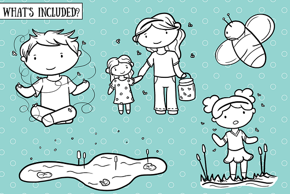 Catching Fireflies Digital Stamps in Illustrations - product preview 1