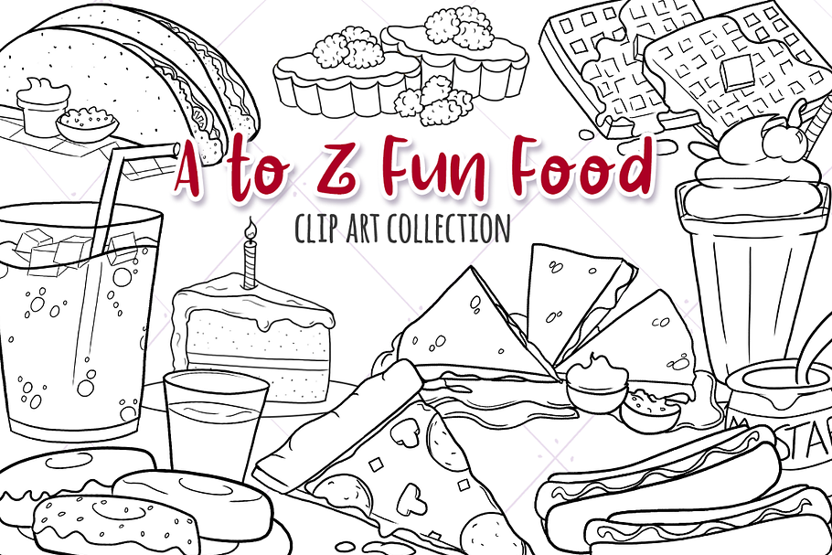 A to Z Fun Food Digital Stamps in Illustrations - product preview 8