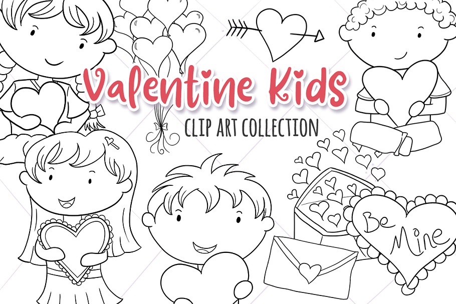 Valentine Kids Digital Stamps