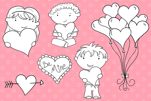 Valentine Kids Digital Stamps in Illustrations - product preview 2