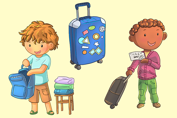 Kids Packing Clip Art Collection in Illustrations - product preview 2