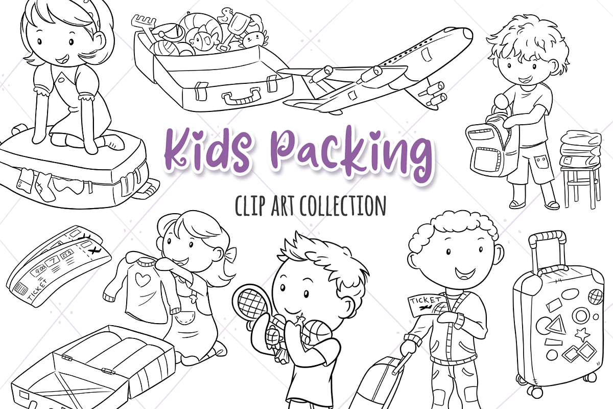 Kids Packing Digital Stamps in Illustrations - product preview 8