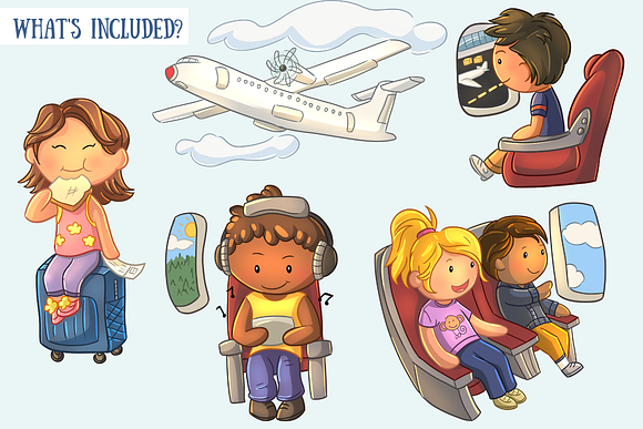 Airplane Travel Clip Art Collection in Illustrations - product preview 1