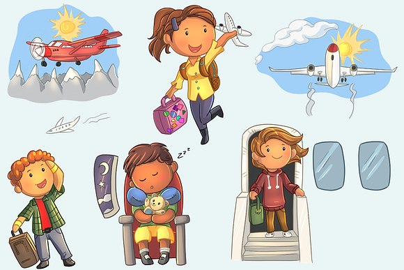 Airplane Travel Clip Art Collection in Illustrations - product preview 2