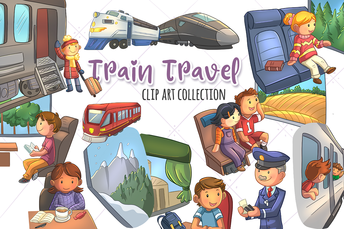 Train Travel Clip Art Collection in Illustrations - product preview 8