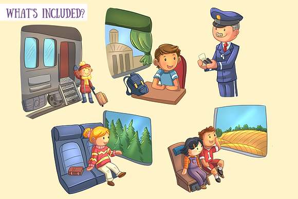 Train Travel Clip Art Collection in Illustrations - product preview 1
