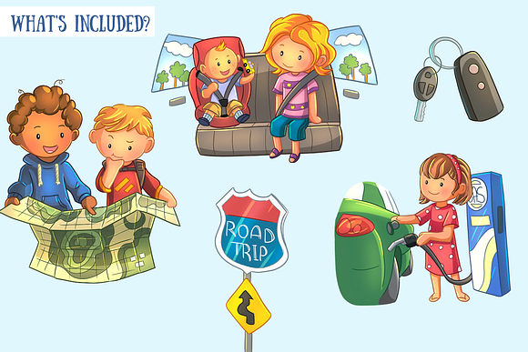 Road Trip Clip Art Collection in Illustrations - product preview 1