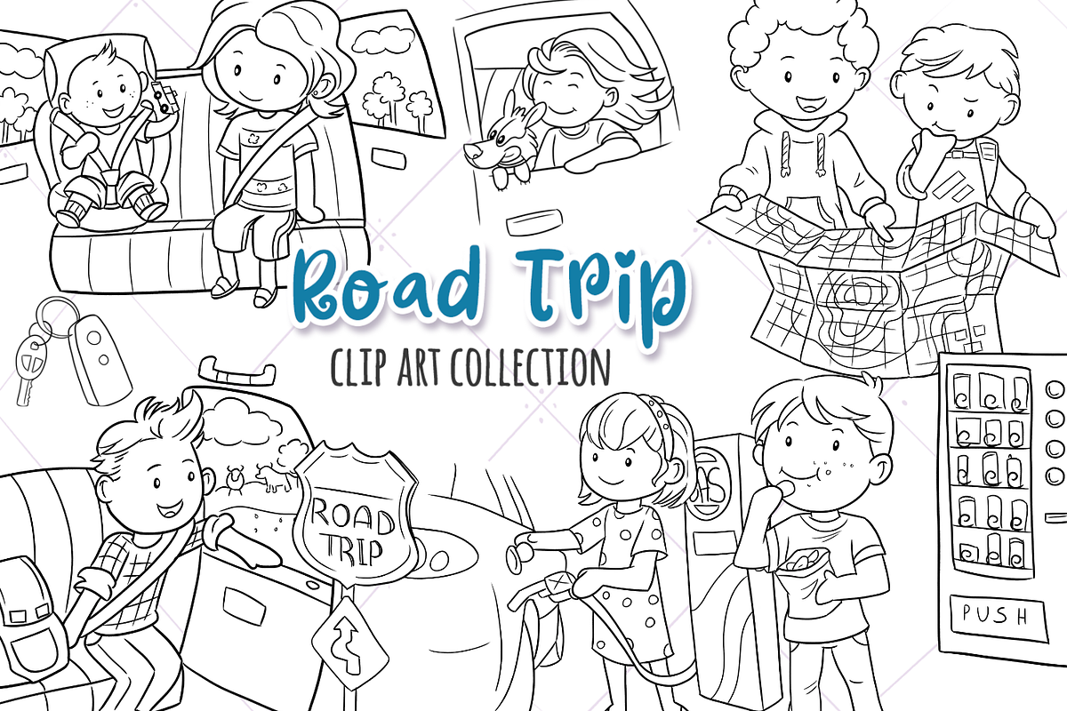 Road Trip Digital Stamps in Illustrations - product preview 8