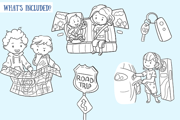 Road Trip Digital Stamps in Illustrations - product preview 1