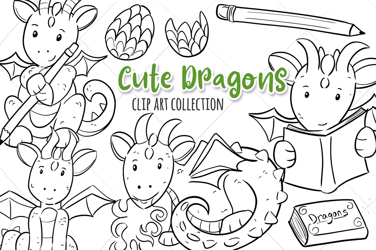 Cute Dragons Digital Stamps in Illustrations - product preview 8