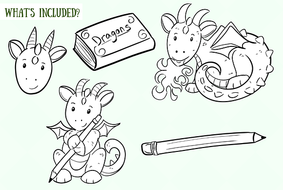 Cute Dragons Digital Stamps in Illustrations - product preview 1