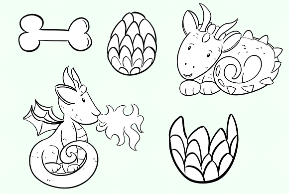 Cute Dragons Digital Stamps in Illustrations - product preview 2