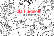 Cute Unicorns Digital Stamps