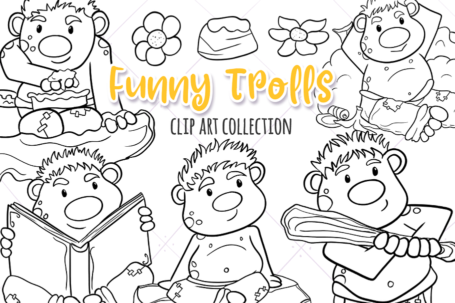 Funny Trolls Digital Stamps in Illustrations - product preview 8