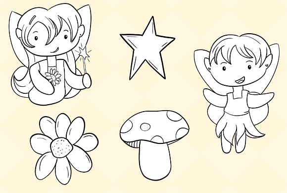 Cute Fairies Digital Stamps in Illustrations - product preview 3