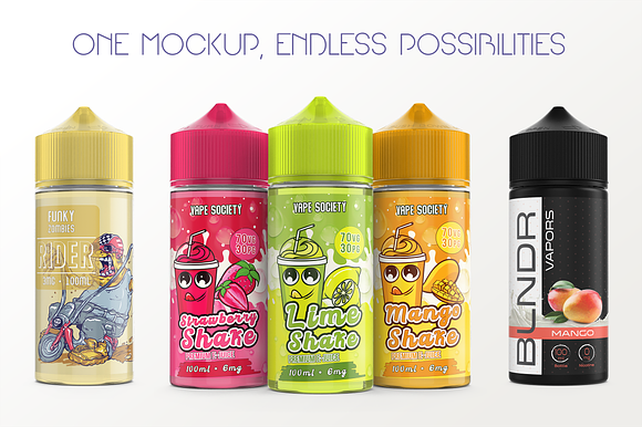 eLiquid Bottle Mockup v 100ml-B Plus in Product Mockups - product preview 10