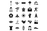 Asia icons set, simple style