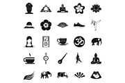 Japanese culture icons set