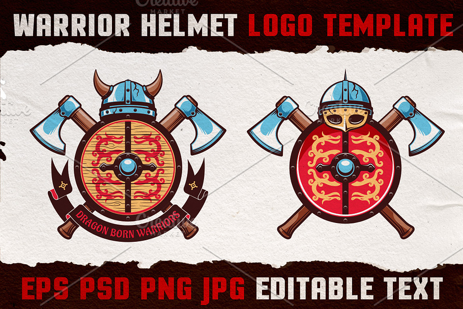 Warrior Viking Helmet Logo Template