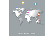 World map infographics with pointer