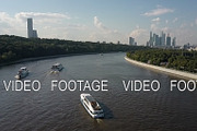 The summer Moskva river with many