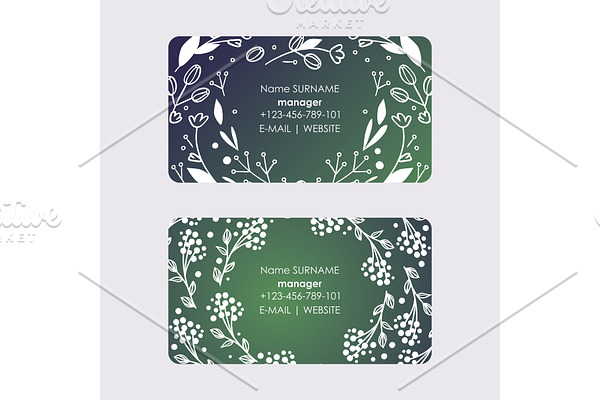 Manager business cards with wreaths
