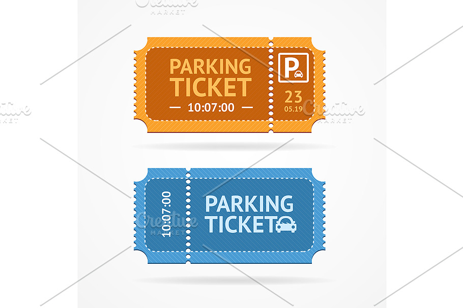 Color Whole Parking Ticket Set.