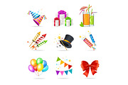 Realistic 3d Detailed Party Icon Set